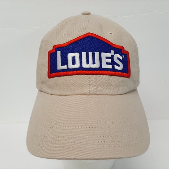 Lowes Embroidered Patch Hat Cap Beige Relaxed Cotton Lowe's - Picture 2 of 4